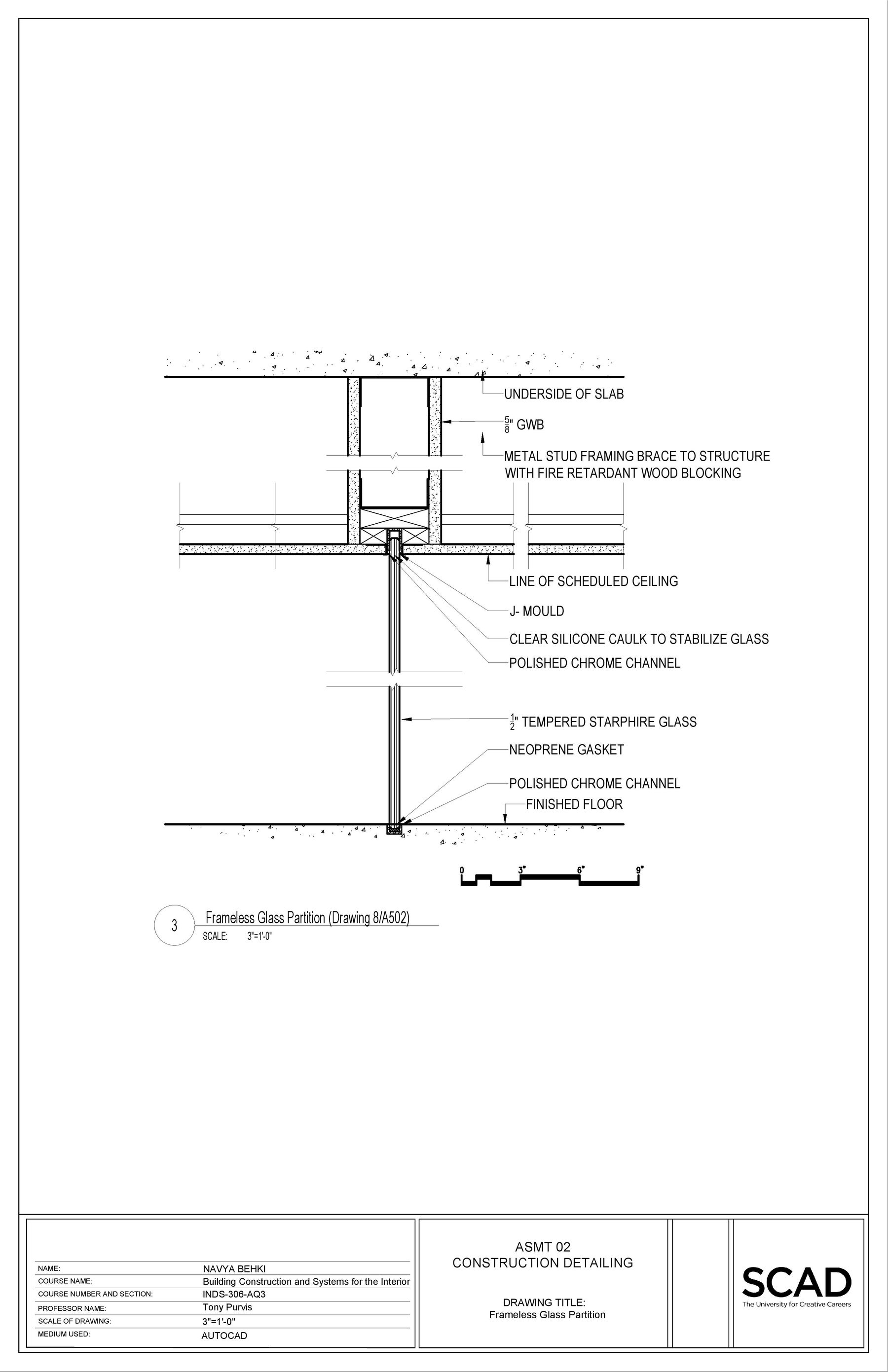 Detail Drawings — 3 — Frameless glass partition