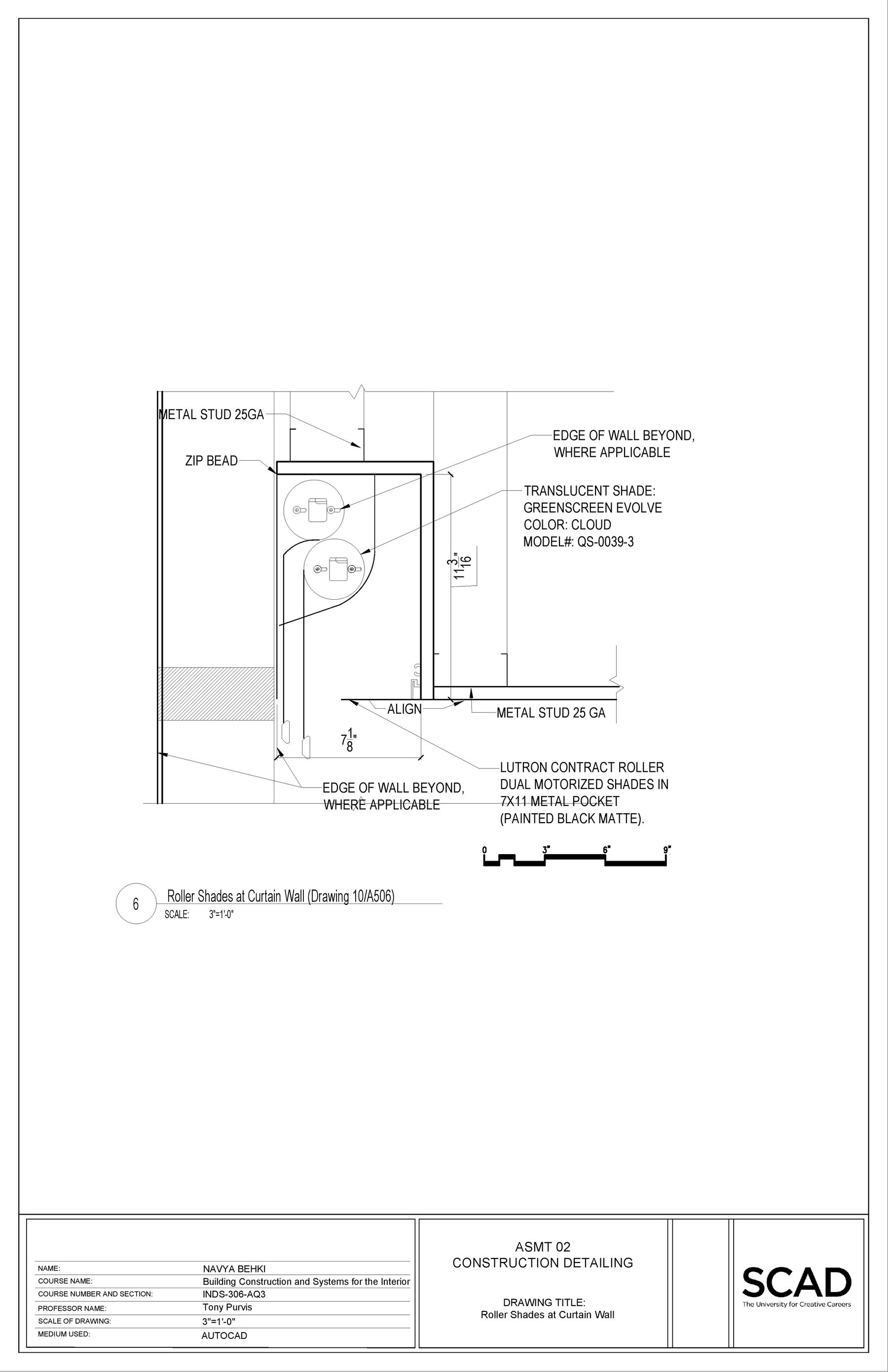 Detail Drawings — 6 — Roller shades at curtain wall
