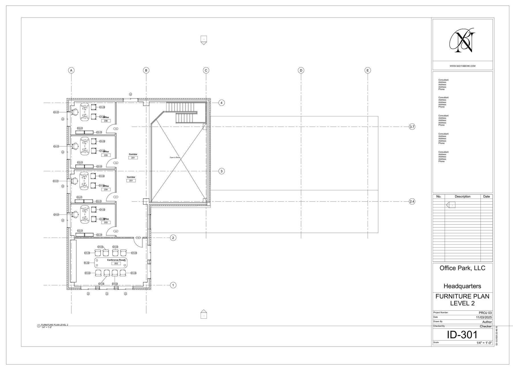 Annotated Sheets — ID-301 — Furniture Plan, Level 2