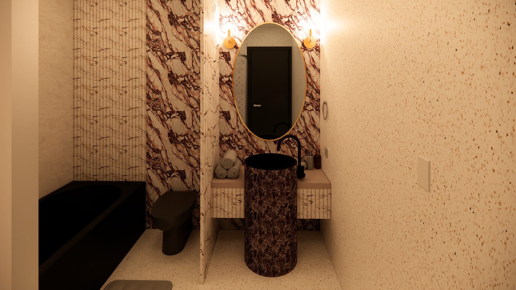 Wellness bathroom, perspective view
