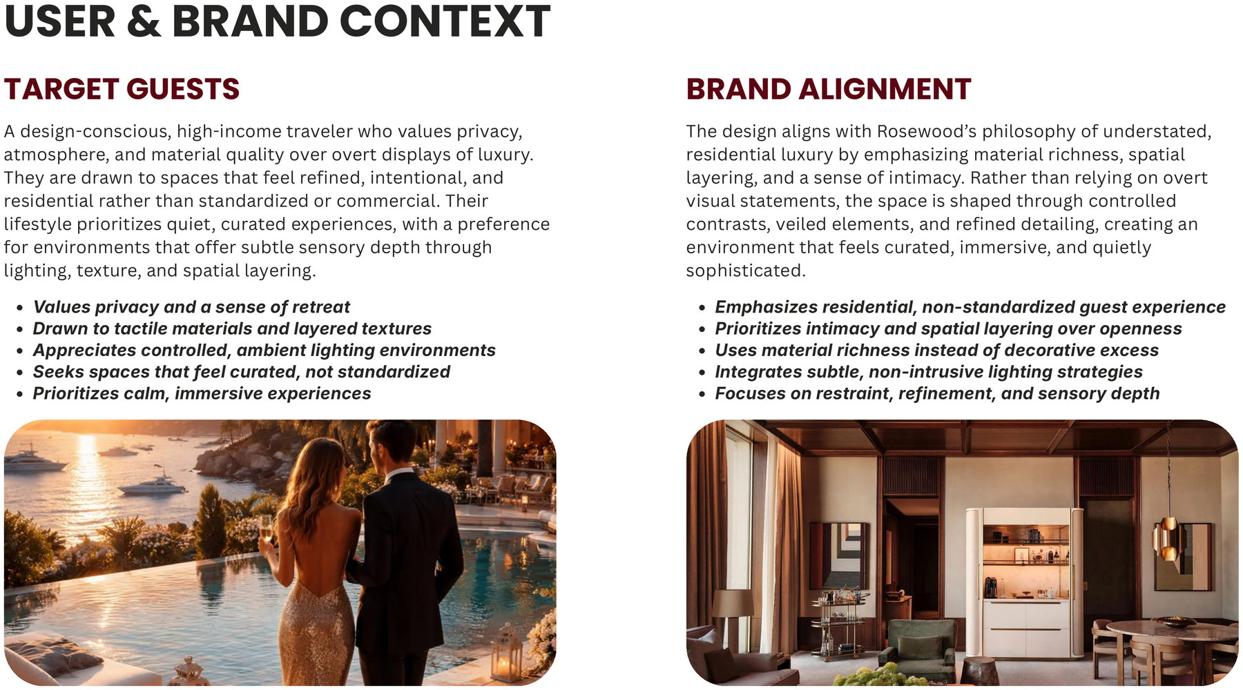 User and brand context: target guests and brand alignment